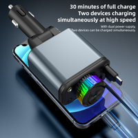 Lampe Starlight, chargeur de voiture rétractable 5 en 1, chargeur rapide 120W, port Type-C, adaptateur pour téléphone portable, montre intelligente, diffuseur d'arômes coloré