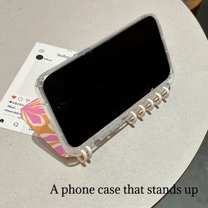 Trong suốt Tiếng Anh <span class=keywords><strong>notepad</strong></span> thiết kế Book Case cho iPhone 14Promax phim hoạt hình phong cách TPU điện thoại di động Trường hợp với điện thoại grip bao gồm - Product Image 6