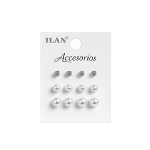 Orecchini a perla ILAN 5mm 6mm 8mm colore argento, accessori di gioielleria - Product Image 2