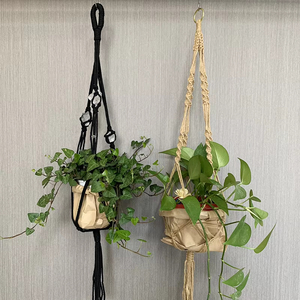 Bohème fait à la main coton tissé <span class=keywords><strong>macramé</strong></span> plante cintres <span class=keywords><strong>macramé</strong></span> porte-<span class=keywords><strong>Pot</strong></span> <span class=keywords><strong>macramé</strong></span> <span class=keywords><strong>suspendu</strong></span> porte-plante jardin cristal EH2504061 - Product Image 2