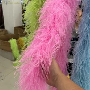 2メートルピンクダチョウの羽根ボアショール2プライ6プライ8プライ10プライ20プライ厚いふわふわスカーフウェディングパーティードレスアクセサリー中国製 - Product Image 3