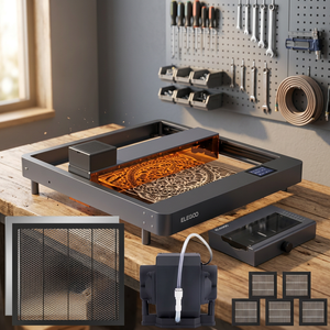 Graveur et découpeur laser ELEGOO PHECDA 20W avec assistance pneumatique, plateau alvéolé, rouleau rotatif, cartouche filtrante et machines de découpe réglables - Product Image 2