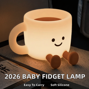 Lámpara de Escritorio Portátil de Silicona con Diseño de Dibujos Animados para Niños, Material de PC, Control Táctil, Carga, Alivio del Estrés, Regulación de Intensidad, Forma de Taza de Café, Antiestrés - Product Image 4
