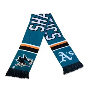 Жаккардовый трикотажный шарф с принтом на заказ, оптовая продажа, спортивный шарф для футбольной команды