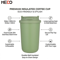 Tasses à café isothermes en acier inoxydable à double paroi de 10 oz et 14 oz, avec logo personnalisé, pour le camping, le bureau, avec couvercle à rabat