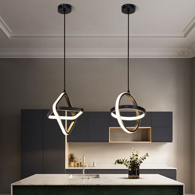 Modern Minimalist Led Chandelier Aluminum Pendant Light for Hotel Bedroom Long Oval Small Aisle Hallway Bedside for Home Use