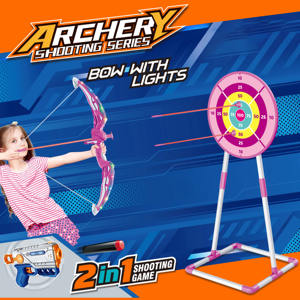 2025 Kinderen Hot Selling Boogschieten Doelwit Spel Speelgoed Indoor Sport 2 in 1 Zachte Kogel Pistool Licht Boog Pijl Speelgoed - Product Image 3