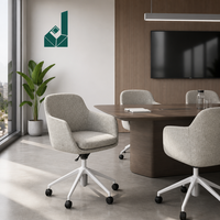 Fauteuil élégant à dossier bas en tissu texturé, design ergonomique, pivotant avec roulettes en nylon, fauteuil lounge en tissu pour salle de réunion et bureau de direction