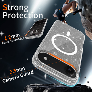 Étui magnétique transparent scintillant pour Phone 17 Air, protection robuste contre les chutes, coque transparente avec paillettes et alignement magnétique puissant - Product Image 4