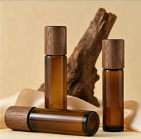 Emballage d'huile de parfum 5ml 10ml 15ml, flacon en verre avec bouchon en bambou, flacon de parfum en verre de couleur personnalisée