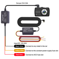 Câble d'alimentation 3 cœurs pour détecteur de radar, caméra de voiture, DVR, GPS avec protection contre les basses tensions 12V à 5V 2.5A