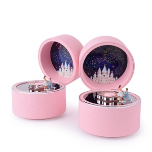 sparkle led light jewelry packaging rotatable storage box rotating engagement ring box with light