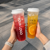 Gobelets jetables en PET avec logo personnalisé et couvercles, pour boissons froides, café glacé, desserts