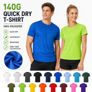 Custom Logo 140G Denim Unisex Sporty Performance T-<b>Shirt</b> <b>100</b>% <b>Polyester</b> Quick Dry Breathable Sports Gym Multi-Color S-4XL - Product Image 1