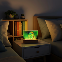 Bingkai Foto Akrilik Bentuk Persegi Panjang Tahan Lama Ramah Lingkungan untuk Sublimasi, Lampu Malam DIY dengan Logo, Alas Bambu untuk Dekorasi Rumah