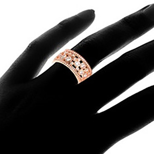 Anillo de Cóctel para Mujer F304, Oro Rosa y Plata, Circonita Cúbica Redonda, Engaste Pavé, Anillos de Moda para Boda - Product Image 4