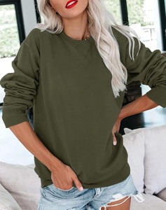Sweat-shirt à col rond léger pour femmes couleur unie à manches longues hauts tricotés écologiques confortables respirants à séchage rapide - Product Image 2