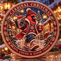 Pièce de monnaie commémorative de Noël personnalisée en cuivre pur 999 de 1 oz, motif oiseau cardinal, boîte cadeau, relief 3D, impression UV, objet de collection