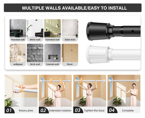 ARODDY Barres <span class=keywords><strong>de</strong></span> rideaux <span class=keywords><strong>de</strong></span> fenêtre modernes en métal extensibles <span class=keywords><strong>de</strong></span> 3,6 à 4,1 m, perche télescopique, vente en gros <span class=keywords><strong>sans</strong></span> perçage - Product Image 2