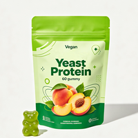 Bonbons Gommeux Protéinés Végétaliens à la Levure, Saveur Pêche, Marque Blanche, Snack Protéiné Fitness, Protéines par Sachet, Gommes Énergétiques avec BCAA EAA