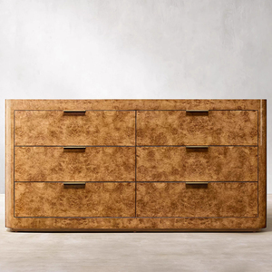 Modern American Style Burl Furniture 5-9drawer <strong>Cabinet</strong> Brown and <strong>Black</strong> Living Room Retro Design Rectangle Shiny Wooden - Product Image 2