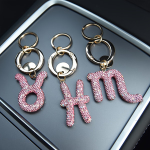 Portachiavi Personalizzato Creativo con 12 Segni Zodiacali in Cristallo e Strass, Simbolo Zodiacale Rosa, Regalo di Compleanno per Donne - Product Image 3