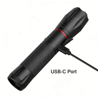 Lampe torche LED puissante de 10 W avec affichage de puissance, zoom, rechargeable par USB-C, lampe torche tactique pour la chasse et le camping