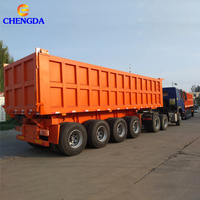 Remorque à benne basculante en acier en forme de U Chengda de 40 tonnes, remorque à benne basculante de 30 mètres cubes, remorque à benne arrière