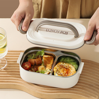Boîte à lunch en acier inoxydable 304 personnalisée avec logo, étanche, compartimentée, compatible micro-ondes, portable, vente en gros