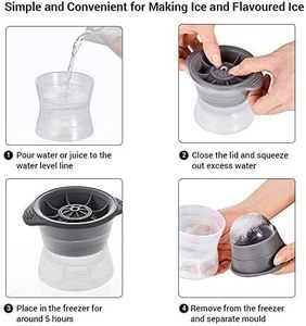 5cm nhỏ hình cầu băng khuôn tinh thể rõ ràng Quả bóng đá, Silicone tái sử dụng <span class=keywords><strong>ICE</strong></span> CUBE Khay cho Whisky, <span class=keywords><strong>Bourbon</strong></span>, cocktail & nhà... - Product Image 2