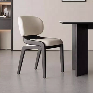 Wholesale OEM ODM Nordic Solid Wood Genuine Leather Commercial Office Villa Bar Coffee Hotel <strong>Restaurant</strong> Dining Chairs <strong>Set</strong> - Product Image 3