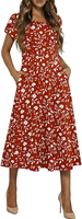 Robe longue tropicale à fleurs pour femmes à manches courtes, idéale pour les vacances à la plage au quotidien. Fabriqué en tissu climatisé.