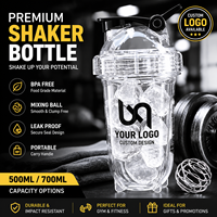 Bouteille shaker à protéines OEM 500ml/700ml, impression UV, transparente, Tritan, pour la salle de sport, anti-fuite, sans BPA, passe au lave-vaisselle, logo personnalisé
