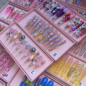 <span class=keywords><strong>Uñas</strong></span> Postizas Acrílicas Francesas al por Mayor, 10 Piezas, Hermosas, <span class=keywords><strong>de</strong></span> Lujo, Personalizadas, Hechas a Mano, Colores Más Vendidos, Diseño Pintado a Mano - Product Image 5