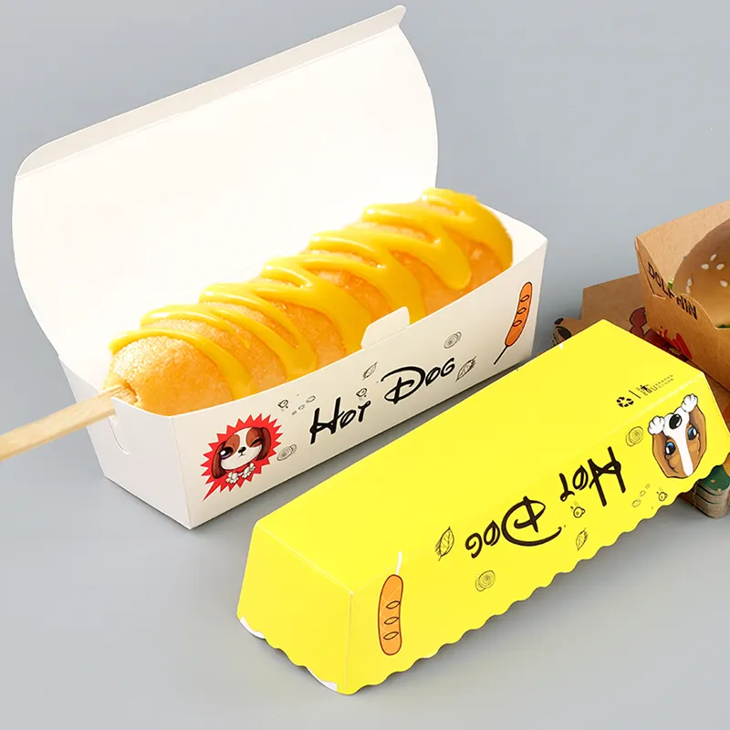 Vassoio per Hot Dog in cartone di alta qualità di vendita caldo scatola per Hot Dog personalizzata ecologica