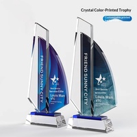 Trophée en cristal personnalisé en forme de voilier avec lettrage, pour récompenser les employés exceptionnels, prix commémoratif