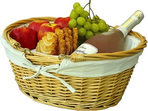 Food Grade Oval <strong>Wicker</strong> Gift <strong>Basket</strong> with <strong>Handles</strong> for Food Storage Picnic <strong>Basket</strong> Accepting Customize - Product Image 5