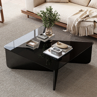 Mobilier de salon moderne petite table basse table à thé en bois verre trempé table basse carrée design