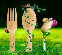Ensemble de couverts jetables en bambou écologiques pour mariages, vaisselle recyclable et biodégradable en gros