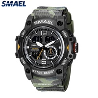Montre numérique SMAEL 8007MC étanche 50m, montre à quartz LED, montre de sport unisexe, grande montre avec chronomètre, alarme, luminescence