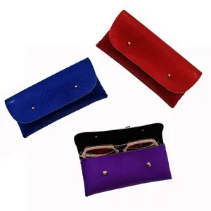 High quality flip cover pu leather glasses case soft eyeglasses pouch portable eyewear case