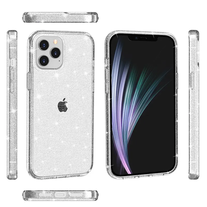 For iPhone 14 Pro 7 6 8 Plus Case Luxury Glitter Bling Transparent Soft TPU Silicone Clear Cover for 11 12 13 X XR XS Max Coque