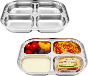 Stainless Steel Cartoon Baby Plate <b>Lunch</b> <b>Box</b> 3 <b>Compartments</b> Leak-Proof Eco-Friendly Modern Microwavable Kitchenware for Food - Product Image 1
