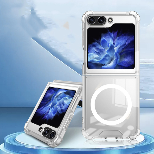 Magnetic Phone Case for Samsung Galaxy Z Flip5 Transparent Acrylic Phone Case for Samsung Flip 4