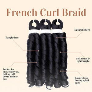 Lot <span class=keywords><strong>de</strong></span> 3 Perruques Bouclées Françaises au Crochet 22 Pouces 280g, Perruque Spirale Bouclée Française, Tresses Ondulées, Extensions <span class=keywords><strong>de</strong></span> Cheveux Synthétiques <span class=keywords><strong>pour</strong></span> Femmes - Product Image 4