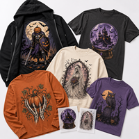 Transferts thermocollants DTF pour Halloween pour adultes, motifs squelette gothique et citrouille, pour T-shirts et sacs fourre-tout, personnalisables, vente en gros, prêts à presser
