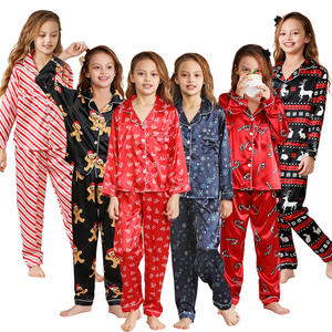 होहो क्रिसमस पजामस सिल्क सैटिन 2 पीसी सेट माँ और मैं क्रिसमस pajams pajs माँ और बेटी के साथ शादी - Product Image 2