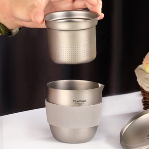 ชุดกาต้มน้ำและถ้วย<span class=keywords><strong>ชา</strong></span>ขนาดเล็กทำจากไทเทเนียมแท้ขนาด300มล. สำหรับบ้านหรือกิจกรรมกลางแจ้งเช่นการตั้งแคมป์การเดินทางแบบแบกเป้ - Product Image 4