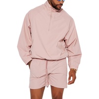 Coupe-vent en nylon rose avec impression personnalisée pour hommes Bomber Anorak en nylon à demi-fermeture éclair Veste homme