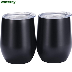 Venta al por mayor Watersy 12oz vaso de acero inoxidable con tapa deslizante China marca sólida copa de vino tinto - Product Image 1